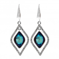 Jon Richard Radiance Collection Silver Plated Blue Diamond Frame Earrings