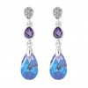 Jon Richard Radiance Collection Silver Plated Blue Pave Crystal Drop Earrings
