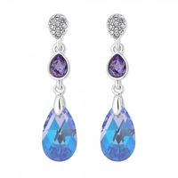 Jon Richard Radiance Collection Silver Plated Blue Pave Crystal Drop Earrings