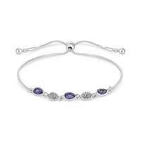 Jon Richard Radiance Collection Silver Plated Blue Pave Crystal Toggle Bracelet