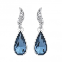 Jon Richard Radiance Collection Silver Plated Blue Pave Polished Pear Drop Earring