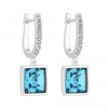 Jon Richard Radiance Collection Silver Plated Blue Square Drop Earrings