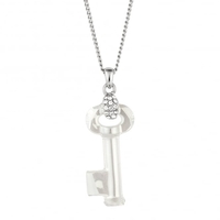 Jon Richard Radiance Collection Silver Plated Crystal Key Pendant Necklace