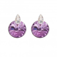 Jon Richard Radiance Collection Silver Plated Lilac Pave Stud Earrings