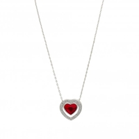 Jon Richard Radiance Collection Silver Plated Red Dancing Heart Pendant Necklace