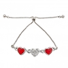 Jon Richard Radiance Collection Silver Plated Red Dancing Heart Toggle Bracelet