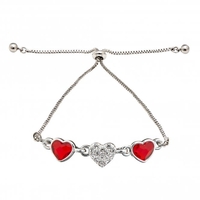 Jon Richard Radiance Collection Silver Plated Red Dancing Heart Toggle Bracelet