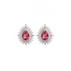 Jon Richard Rhodium Cubic Zirconia Fushia Stud Earrings