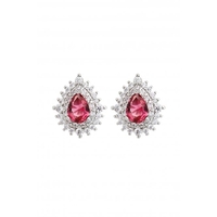 Jon Richard Rhodium Cubic Zirconia Fushia Stud Earrings