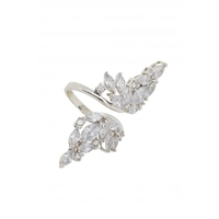 Jon Richard Rhodium Cubic Zirconia Statement Open Ring