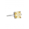Jon Richard Rhodium Cubic Zirconia Yellow Square Cocktail Ring