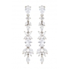 Jon Richard Rhodium Linear Drop Floral Earrings