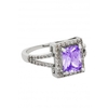 Jon Richard Rhodium Plated Amethyst Cubic Zirconia Cocktail Ring