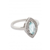 Jon Richard Rhodium Plated Aqua Marquisse Cubic Zirconia Ring