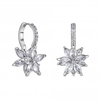 Jon Richard Rhodium Plated Cubic Zirconia Floral Hoop Earrings