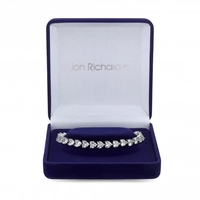 Jon Richard Rhodium Plated Cubic Zirconia Heart Tennis Bracelet - Gift Boxed