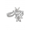 Jon Richard Rhodium Plated Double Flower Cubic Zirconia Ring