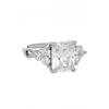 Jon Richard Rhodium Plated Emerald Cut Cocktail Ring
