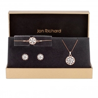 Jon Richard Rose Gold Plated Floral Trio Set - Gift Boxed