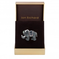 Jon Richard Silver Plated Blue Tones Crystal Elephant Animal Brooch - Gift Boxed