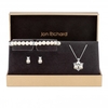 Jon Richard Silver Plated Clear Crystal Pearl And Crystal Cluster Trio Set - Gift Boxed