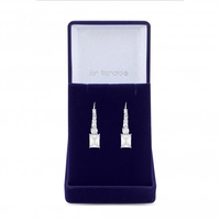 Jon Richard Silver Plated Cubic Zirconia Crystal Emerald Cut Earrings - Gift Boxed