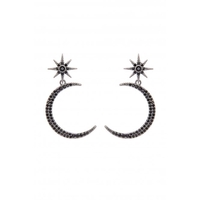 Jon Richard Star And Moon Black Statement Earrings