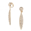 Large Pave Crystal Gold Drop Clip On Earring