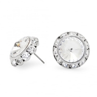 Large Silver Crystal Surround Stud Earring