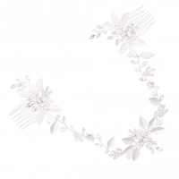 Lena Silver Crystal Fresh Water Pearl Double Hair Comb