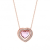 Light Rose Dancing Heart Made with Swarovski Pendant Necklace