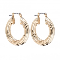 Lipsy Gold Diamond Cut Thick Hoop Earrings