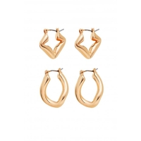 Lipsy Gold Fluid Hoop Earrings - Pack of 2