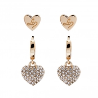 Lipsy Gold Heart Padlock Earrings - Pack of 2