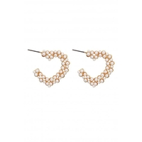 Lipsy Gold Heart Pearl Hoop Earrings