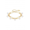 Lipsy Gold Polished Paperlink Pearl Drop Bracelet