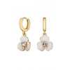 Lipsy Gold Two Tone Floral Drop Mini Hoop Earrings