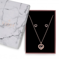 Lipsy Rose Gold Crystal Besel Charm Heart Shaker Necklace - Gift Boxed