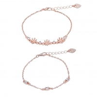 Lipsy Rose Gold Crystal Floral Twin Pack Bracelet