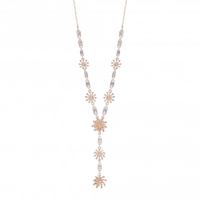 Lipsy Rose Gold Crystal Floral Y Drop Necklace