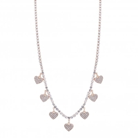 Lipsy Rose Gold Crystal Pave Heart Charm Allway Necklace