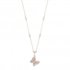 Lipsy Rose Gold Pink Crystal Besel Set Butterfly Necklace