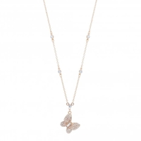 Lipsy Rose Gold Pink Crystal Besel Set Butterfly Necklace