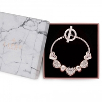 Lipsy Rose Gold Plated Crystal Charm Bracelet - Gift Boxed