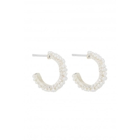 Lipsy Silver Cluster Pearl Hoop Earrings