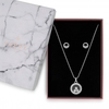 Lipsy Silver Crystal Besel Charm Round Shaker Necklace - Gift Boxed