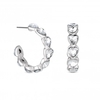 Lipsy Silver Crystal Heart Besel Hoop Earrings