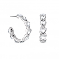 Lipsy Silver Crystal Heart Besel Hoop Earrings
