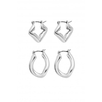 Lipsy Silver Fluid Hoop Earrings - Pack of 2