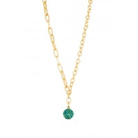 Lipsy Silver Green Sphere Baguette Stone Necklace